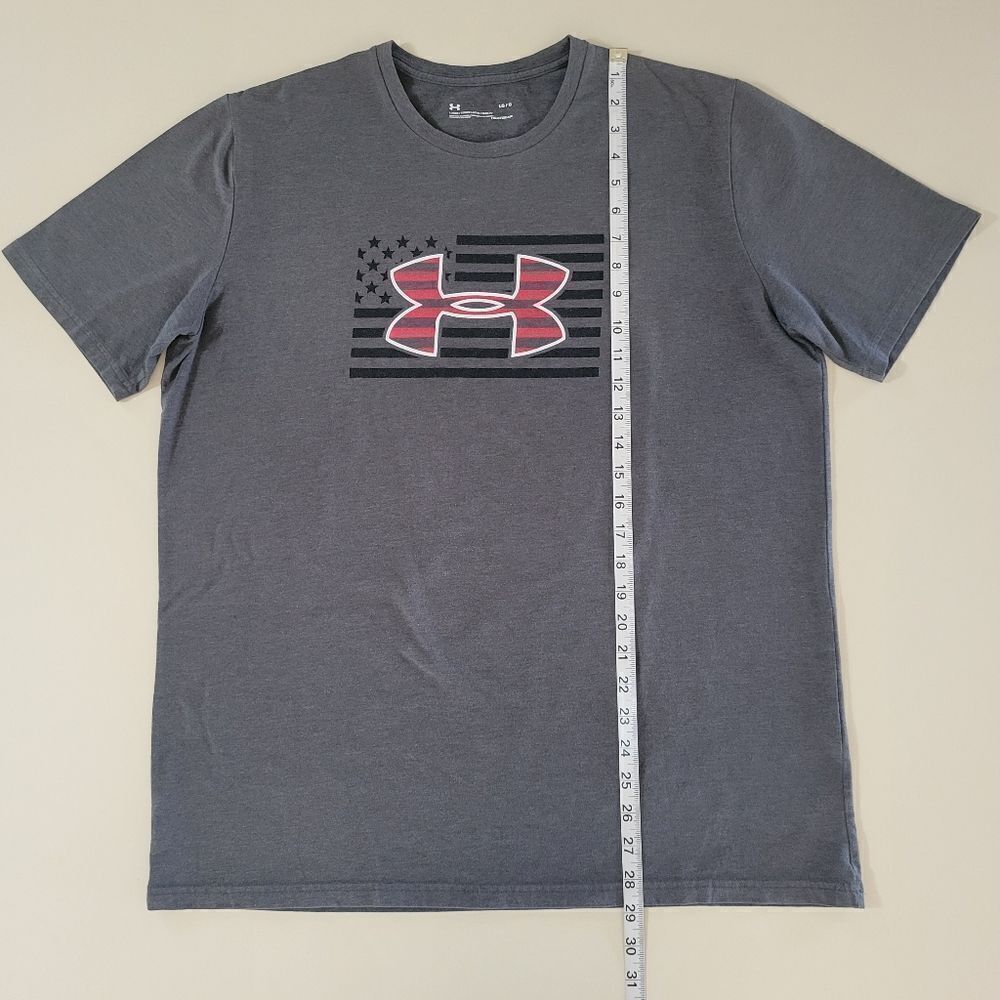 Under Armour Men's Gray Patriotic Heatgear Loose Fit Short Sleeve Tee - Picture 5 of 13